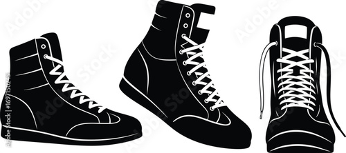 Boxing Shoes Silhouette Set - High-Top Athletic Footwear Collection