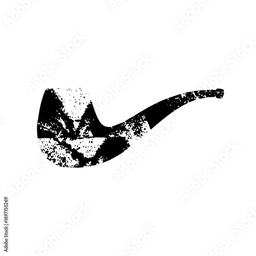 Vector Detailed black silhouette of a classic smoking pipe.