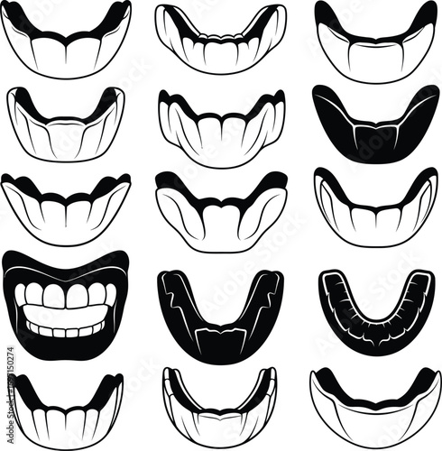Mouthguard Collection for Sports and Protection - Vector Illustration Set

