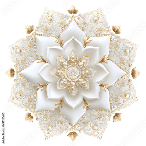 Ornate white and gold floral ceiling design