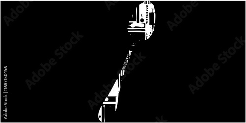 Vector Saxophonist Silhouette with Musical Elements