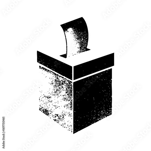 Vector Isometric ballot box with inserted paper .
