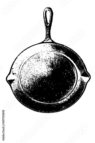 Vector Vintage cast iron skillet with handle