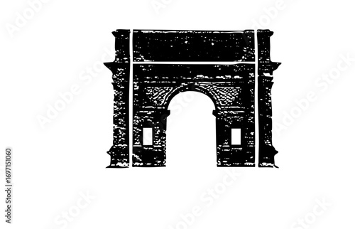 Vector Detailed of a monumental archway with a central passage.