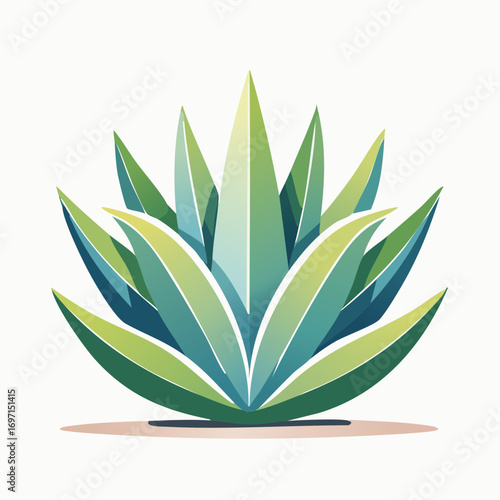 Stylized Green Agave Plant on Sand