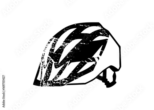 Vector Black and white vector of a cycling helmet.