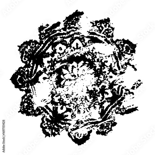 Vector Intricate floral emblem features stylized petals and central .