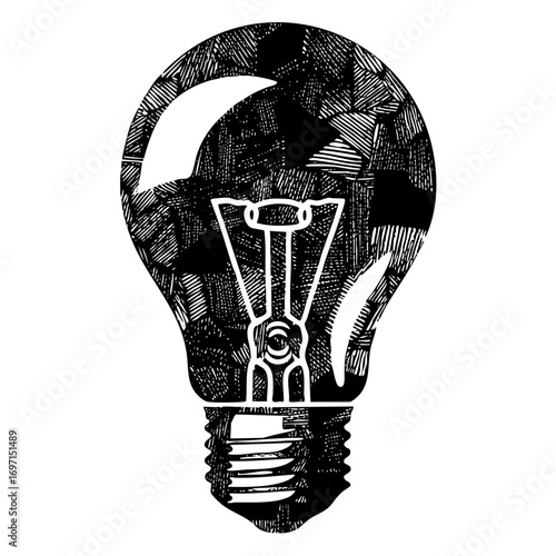 Vector Detailed of a lightbulb with internal components.