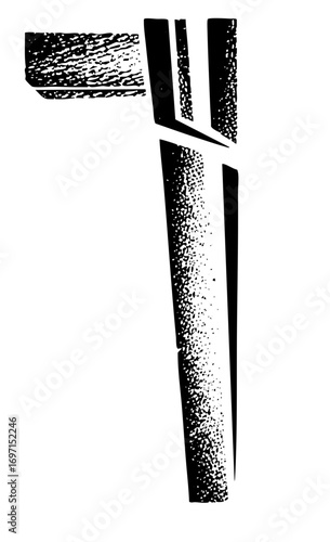 Vector Stylized claw hammer with dotted texture.