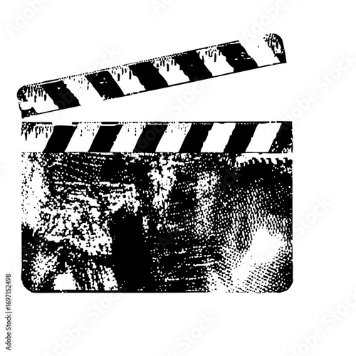 Vector Distressed film clapperboard with open flaps