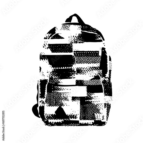 Vector Abstract backpack with textured stripes.