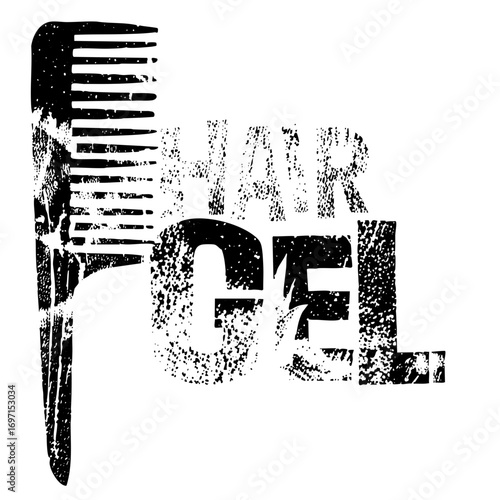 Vector Styling product advertisement featuring a comb and the words Hair Gel.