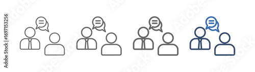 
outline icon set follow up with two person conversation design