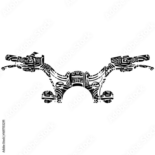 Vector Intricate dragon heads form a symmetrical ornamental .