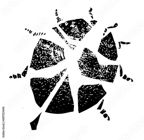 Vector Abstract shattered floral with textured petals.