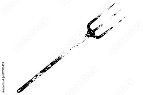 Vector Black trident farm tool with a distressed texture.