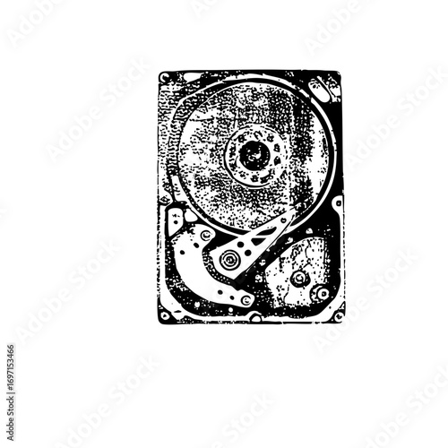 Vector Detailed hard drive with internal components.