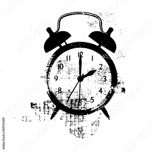 Vector Distressed alarm clock shows seven thirty