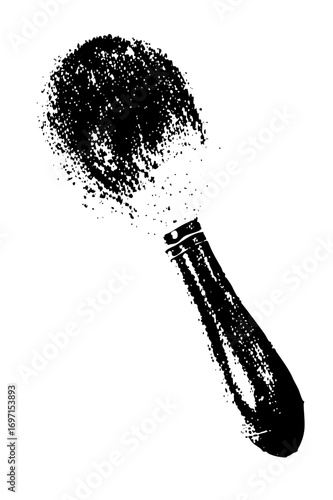 Vector Black makeup brush with scattered bristles