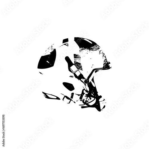 Vector Fragmented robotic head with abstract shapes.