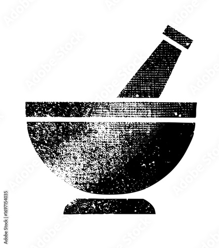 Vector Black and white of a mortar and pestle.