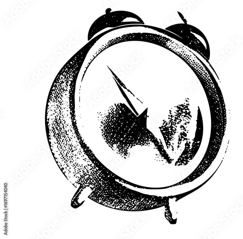 Vector Vintage alarm clock with hands pointing to ten oclock.