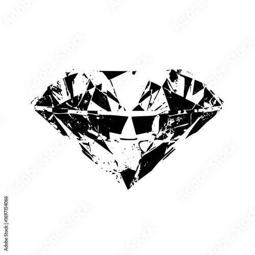 Vector Abstract fractured diamond in black and white.
