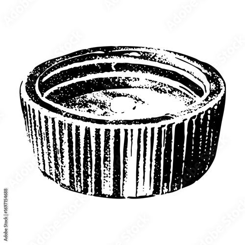 Vector Detailed of a ribbed ceramic bowl.