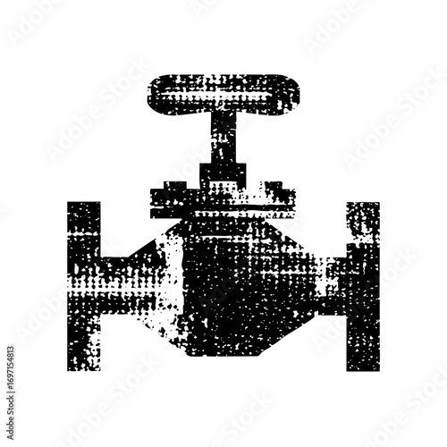 Vector Distressed monochrome of an industrial valve.