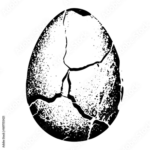 Vector Cracked egg with distressed texture.