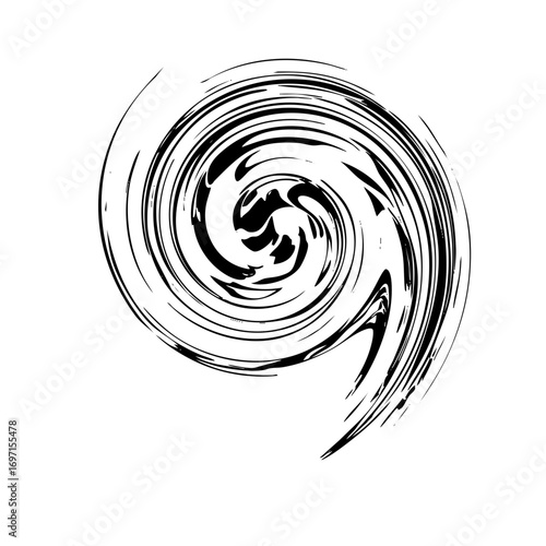 Vector Dynamic spiral brushstroke creates an abstract swirling .