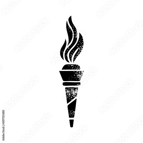 Vector Vintage torch with flickering flame.