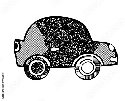 Vector Retro automobile with dotted texture