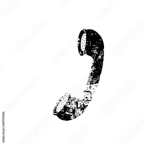 Vector Distressed handset receiver in black and white.