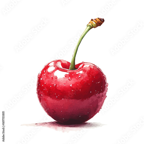 watercolor vector of Cherry, isolated on a white background.