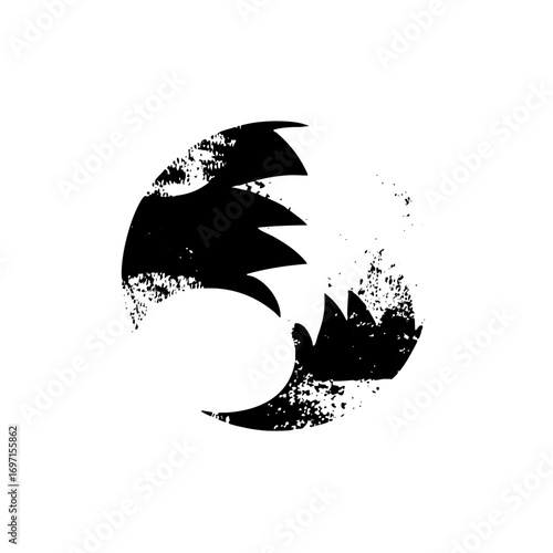Vector Abstract black and white animal head with a distressed texture.