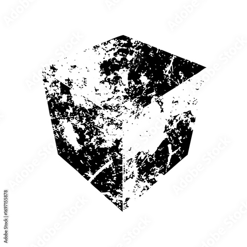 Vector Abstract geometric shield with distressed texture.