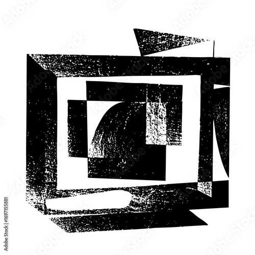 Vector Abstract geometric featuring nested squares and angled lines.