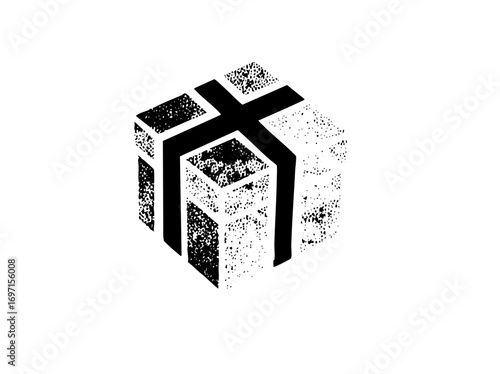 Vector Geometric cube with intersecting lines creates a modern abstract .