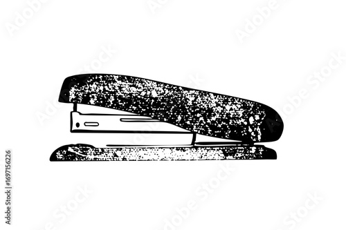 Vector Detailed of a classic office stapler in black and white.