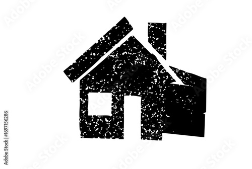 Vector Distressed house depicts a simple home structure.
