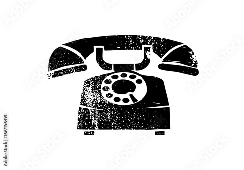 Vector Vintage rotary telephone with distressed texture.