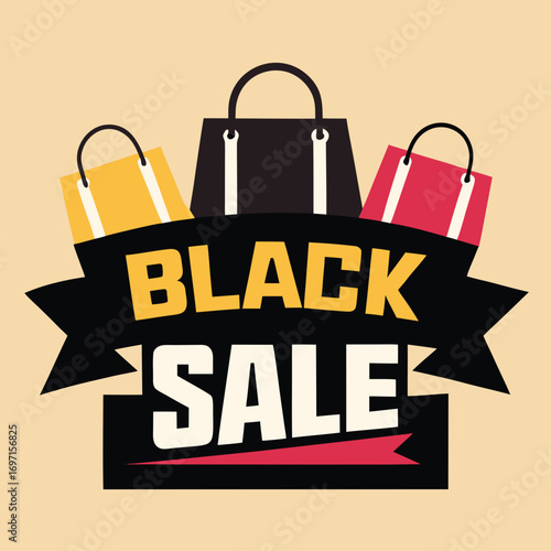 black friday sale shopping bag vector 