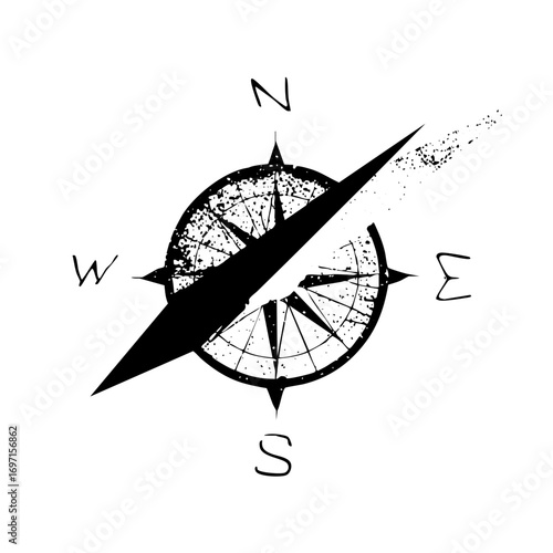 Vector Abstract compass rose with directional letters.