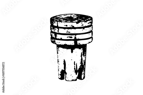 Vector Rustic wooden stopper with textured bands.
