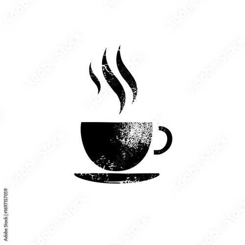Vector Black steaming coffee cup