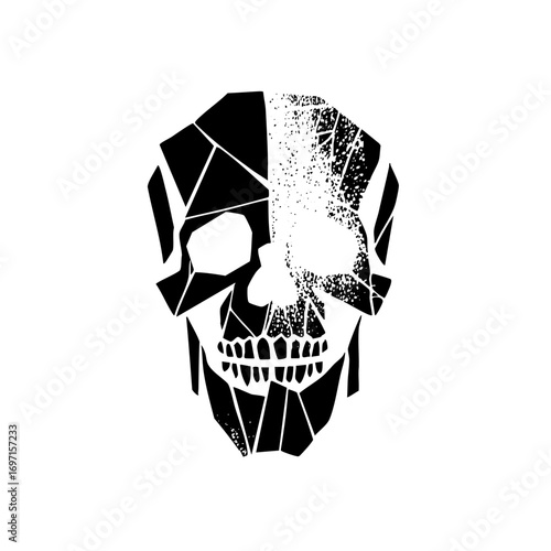 Vector Geometric skull with dissolving effect.
