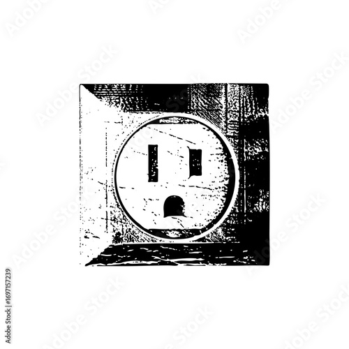 Vector Detailed of a standard electrical outlet with a grounded connection.