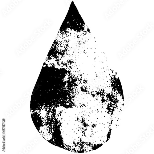 Vector Abstract droplet with distressed texture.