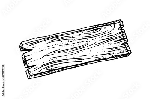 Vector Detailed wooden plank with visible grain texture.